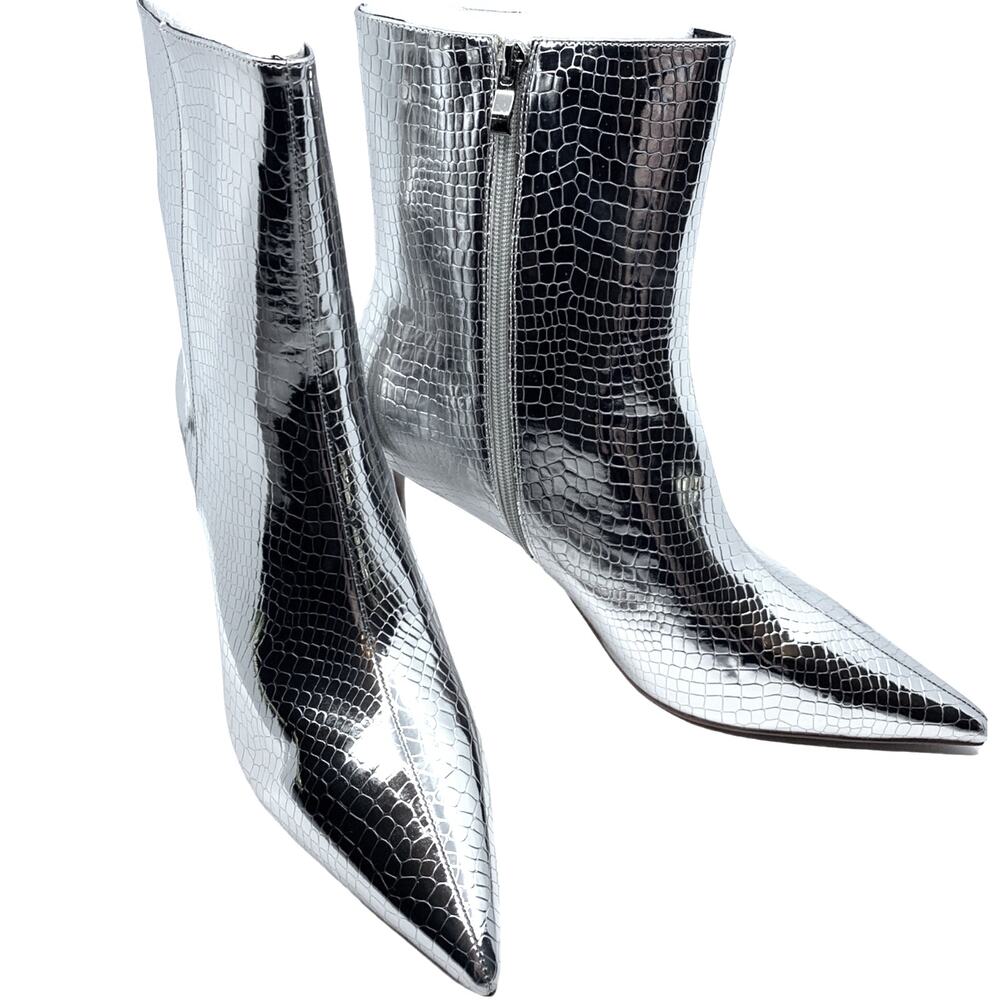 SMASH SHOES Brand Women's Size 12M Silver Snake-print Ankle Boot